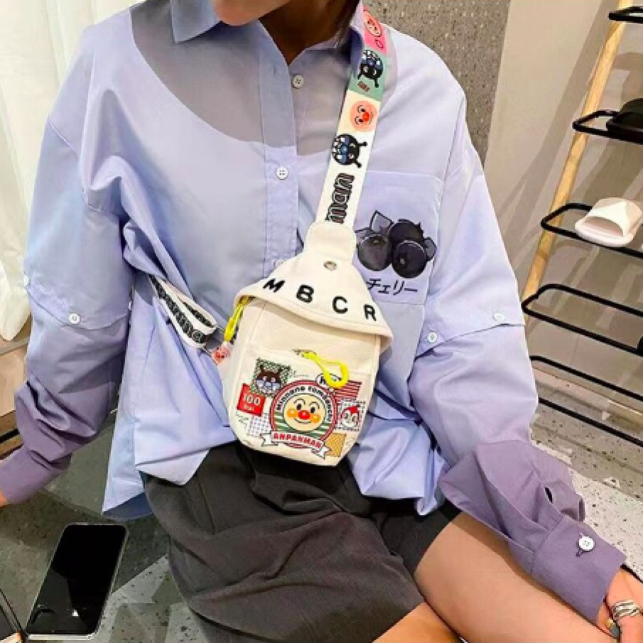 Geantă crossbody, Pânză, Model MBCR, 13x20x6 cm, Alb