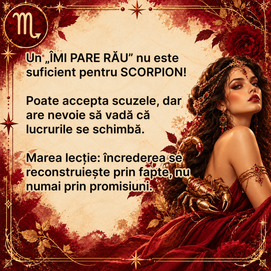 SCORPIONUL poate IERTA, dar ceva în sufletul lui MOARE pentru totdeauna! Rana pe care niciun „ÎMI PARE RĂU” nu o poate vindeca