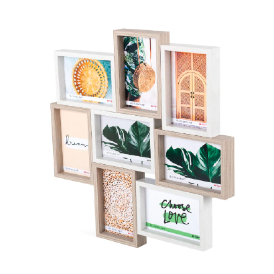 Ramă foto lemn multiplă 789, 8 foto 10x15 cm, 430x430 mm Hofmann