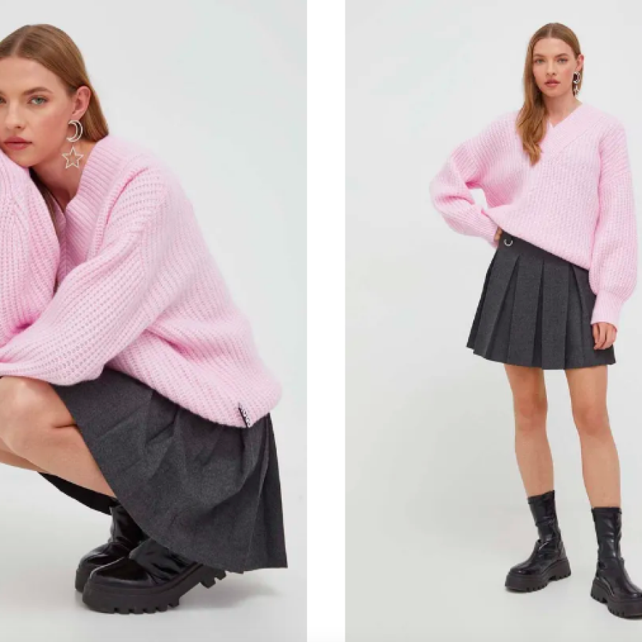 HUGO pulover de lana femei, culoarea roz, călduros