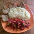 Piure de cartofi cu snitel din soia