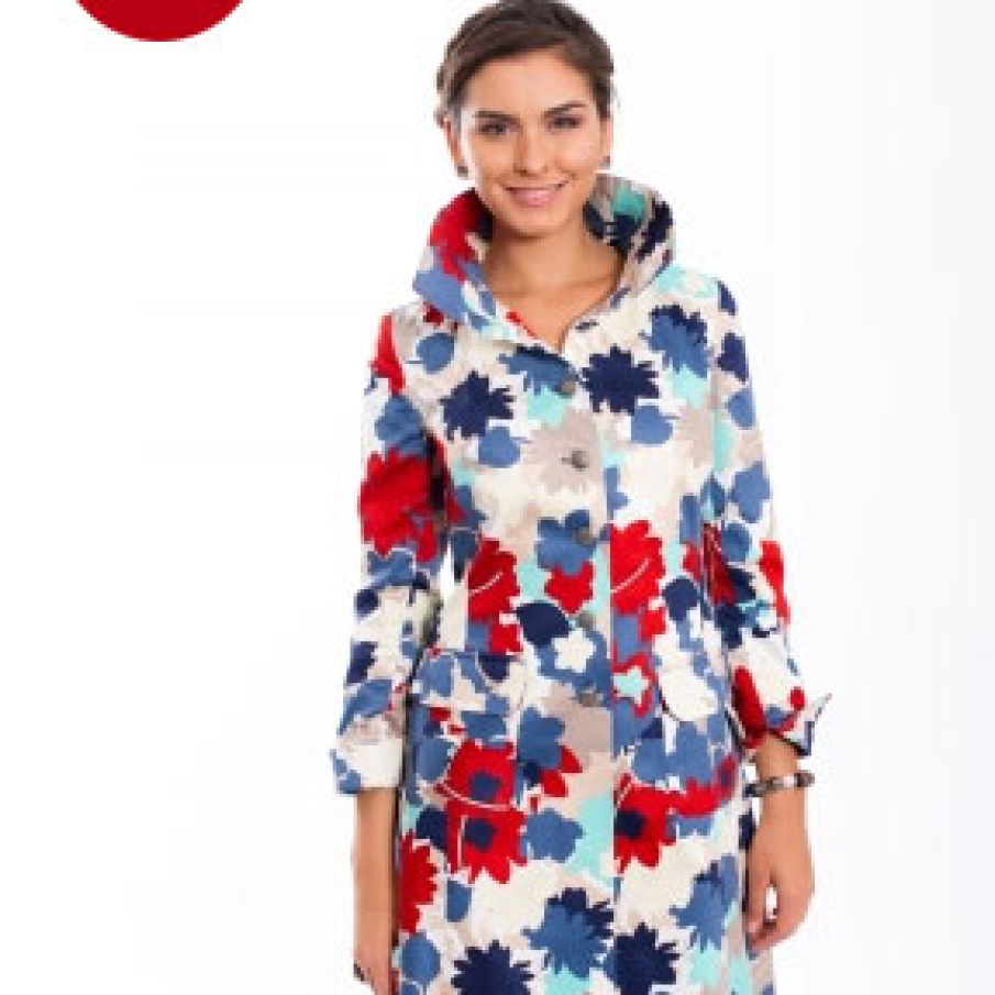 Trenci multicolor, din bumbac imprimat, Sweet Rose Of Mine