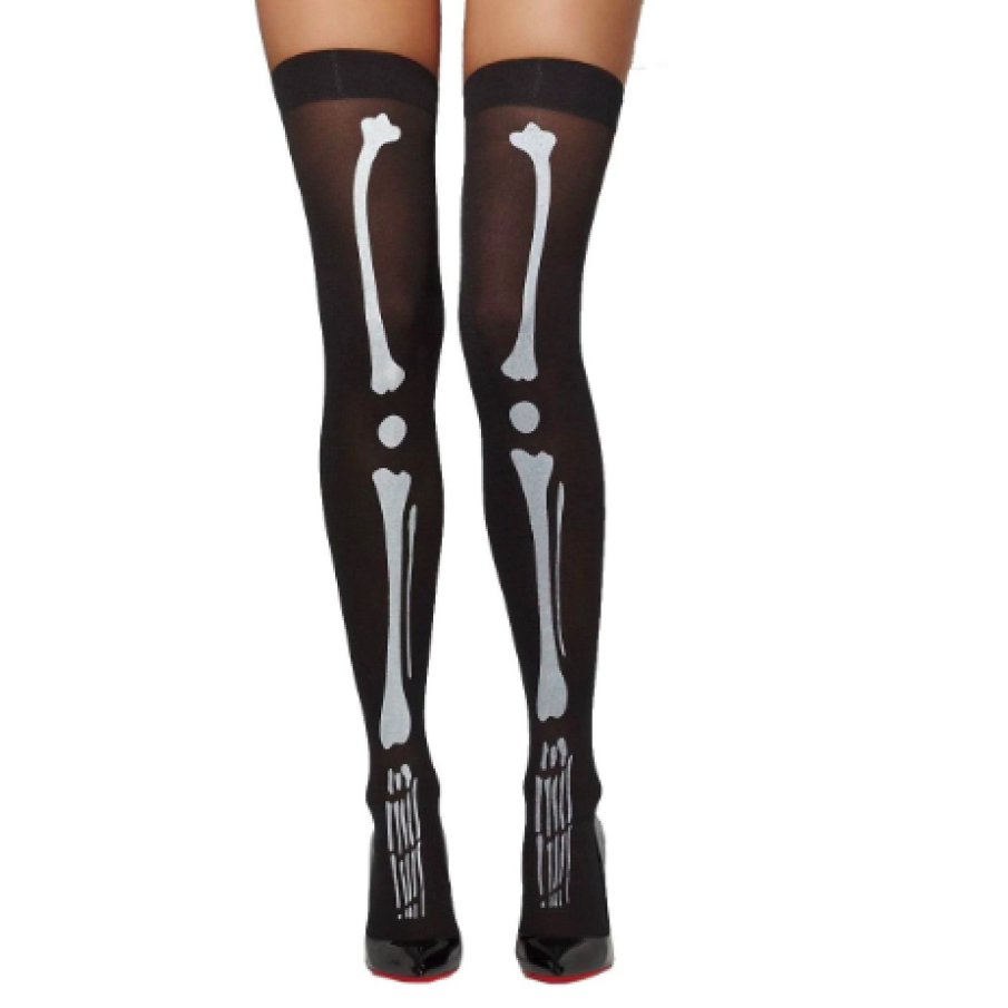 Ciorapi negri cu model schelet, mărime unică, Smiffy