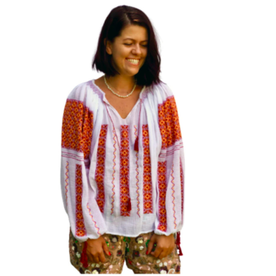 Ie Tradițională lucrată manual broderie roșie