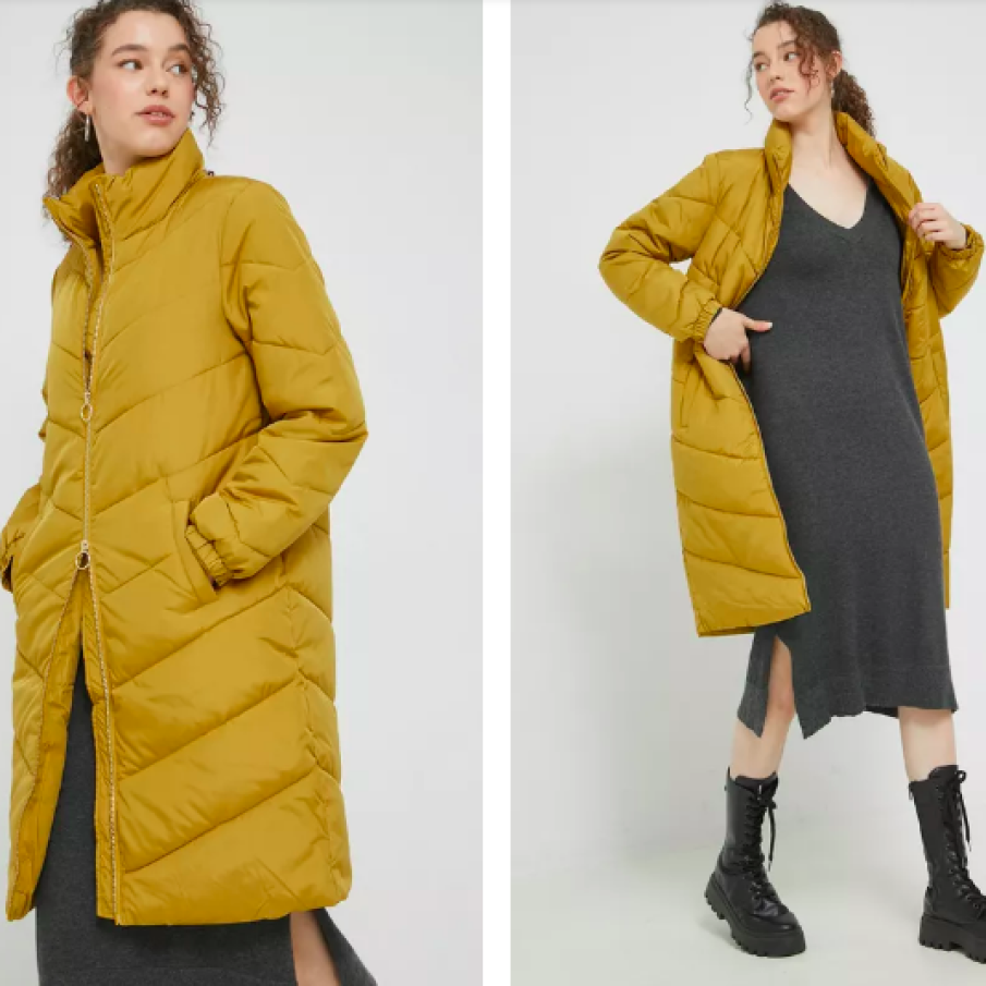 JDY geaca femei, culoarea verde, de iarnă