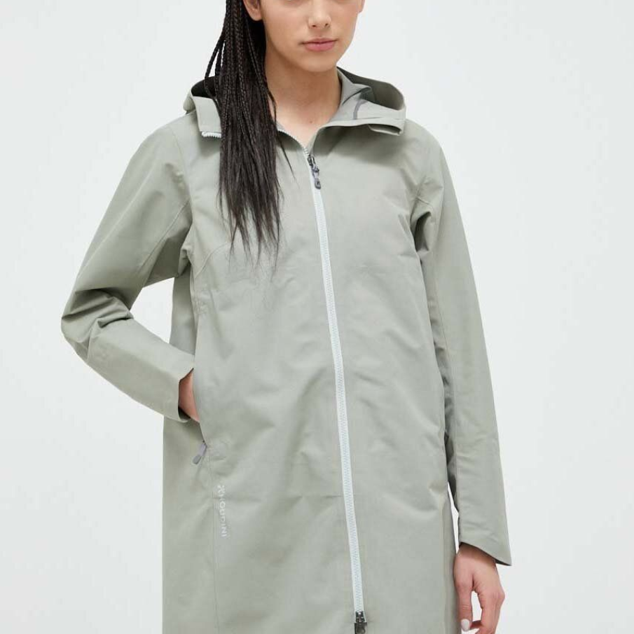 Palton de ploaie Houdini cu guler ridicat și glugă nedetasabila. Este confecționat din material respirabil, rezistent la vânt și impermeabil