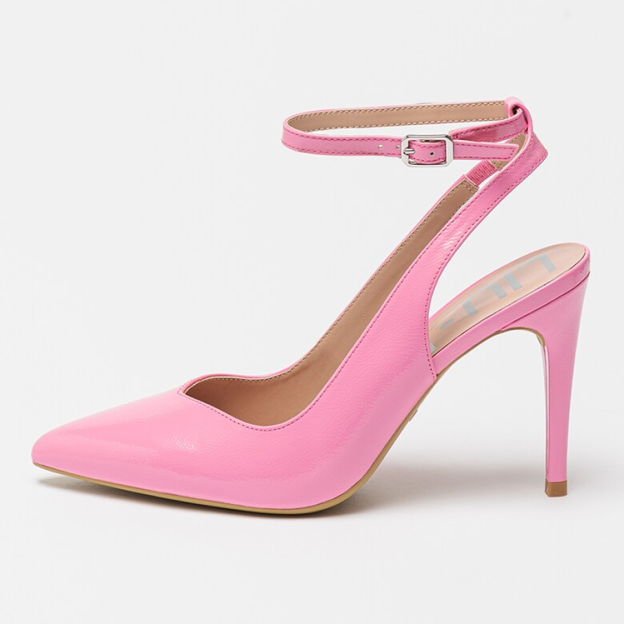 Pantofi tip slingback Liu Jo, în nuanță de lila, cu baretă în dreptul gleznei 