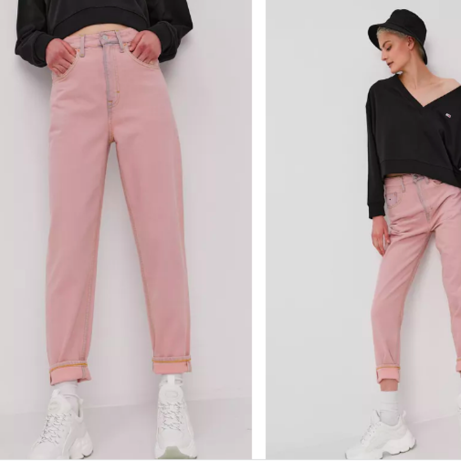 Tommy Jeans Jeans Mom roz prăfuit