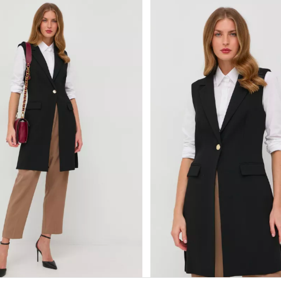 Marciano Guess vesta culoarea negru, un singur rând de nasturi