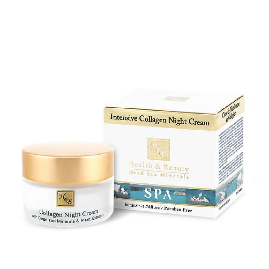 Crema de noapte cu Colagen by Health and Beauty Dead Sea nu conține parabeni și este îmbogățită cu colagen și elastină, lăsând pielea moale și netedă, cu o strălucire naturală