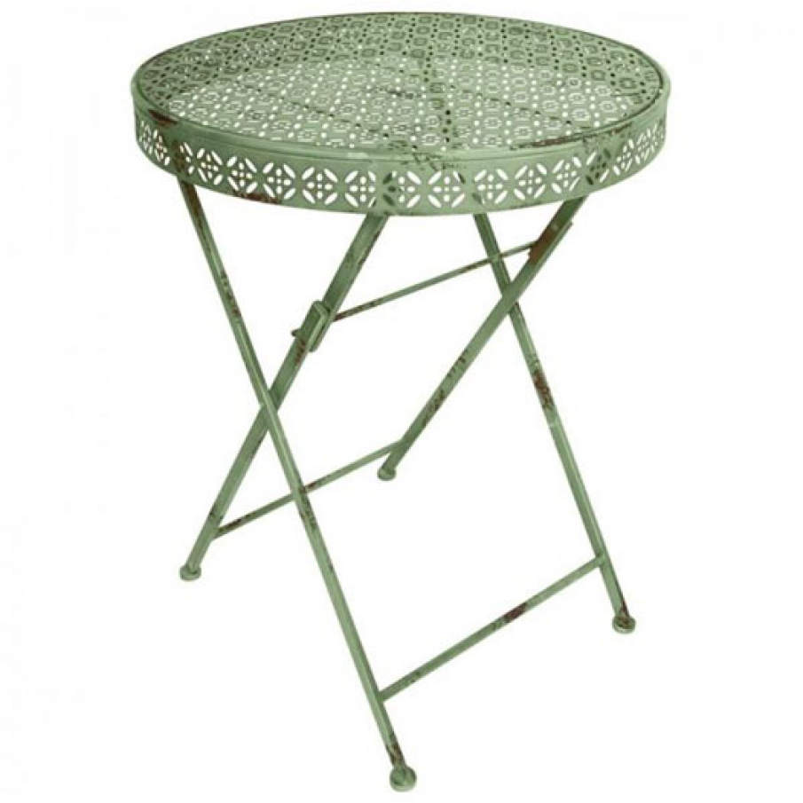 Masa rotunda din fier forjat verde