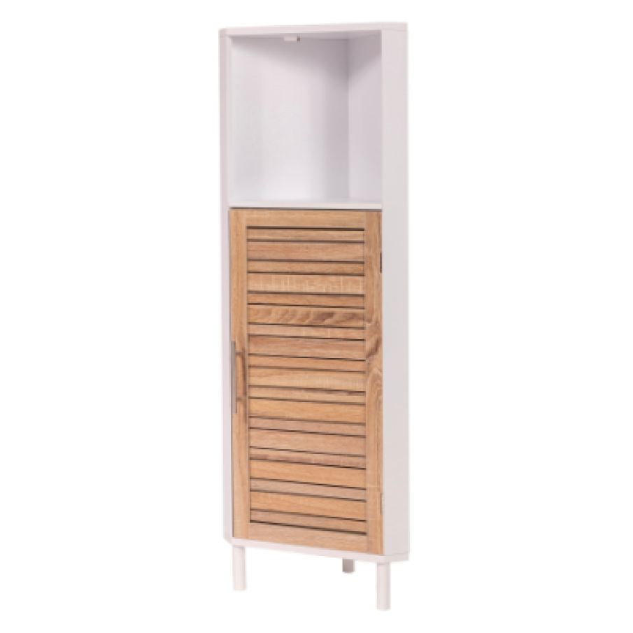 Dulap de colț Tendance, Stockholm, 1 raft interior, 1 raft exterior, MDF, 30x30x118 cm, Alb/Maro