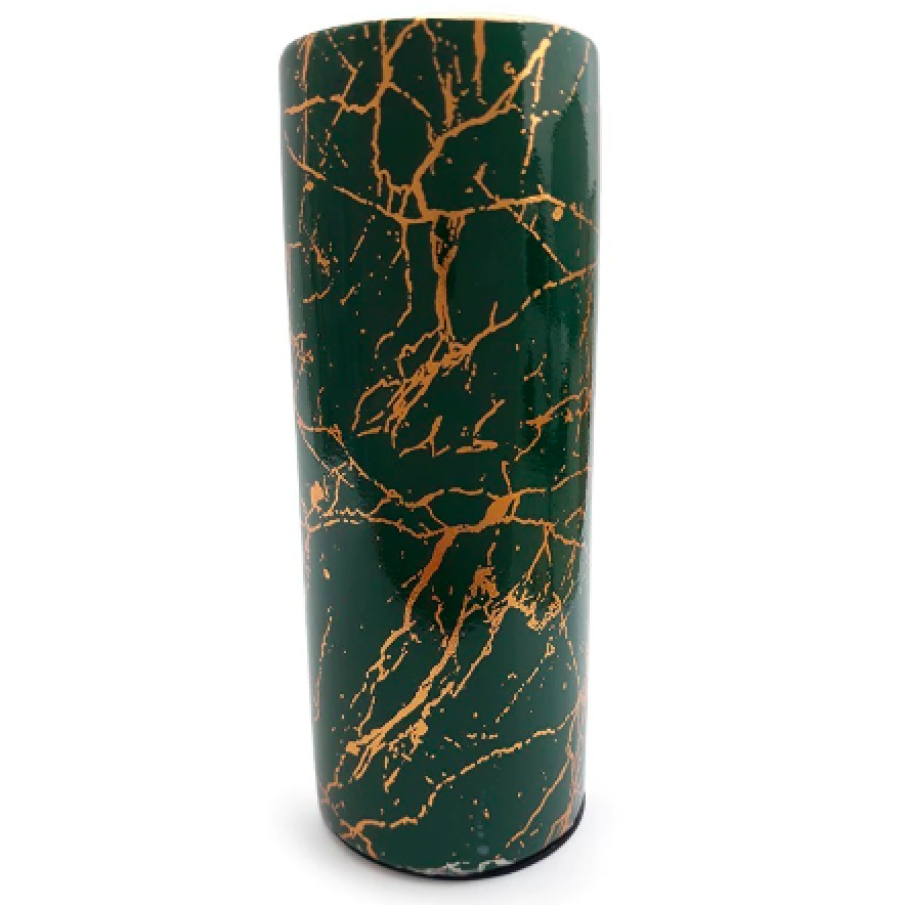 Vază din ceramică cu striații, 20cm, maro