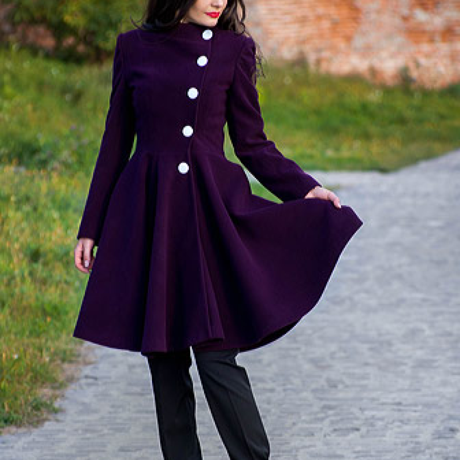 Palton mov din stofa NARCISA