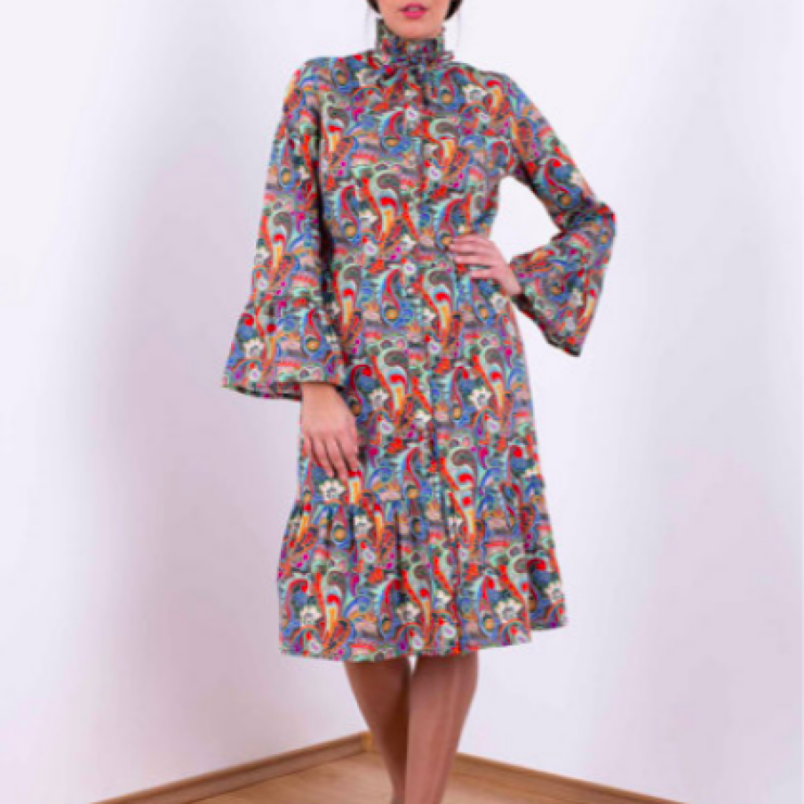 SILVY ROWSON Rochie-cămașă cu model paisley