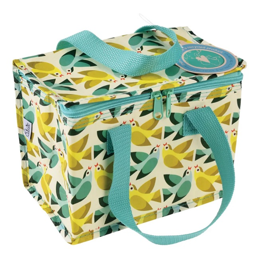 Geantă termoizolantă cu imprimeu cu păsări, ideală pentru o gustare la picnic alături de copii 