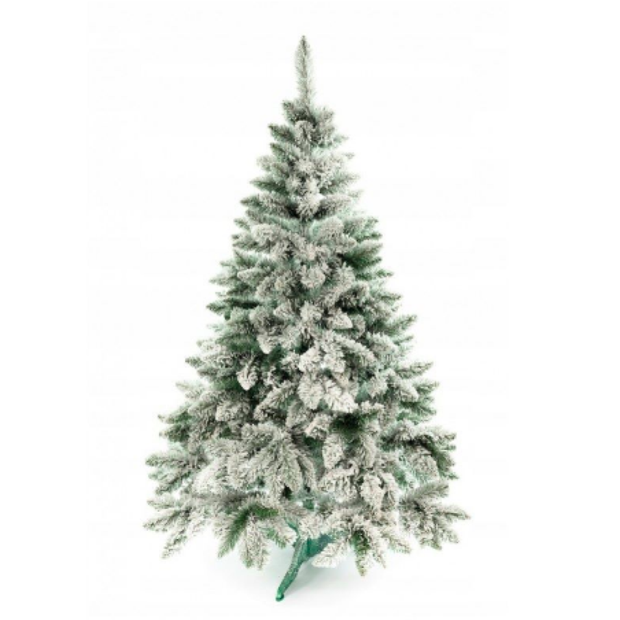 Brad artificial de Crăciun, tip pin înzăpezit, de lux, 220 cm, voluminos, 670 ramuri, aspect natural, suport inclus