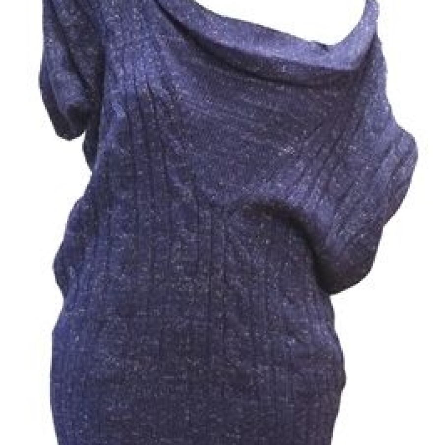Rochie tricotata cu umar cazut