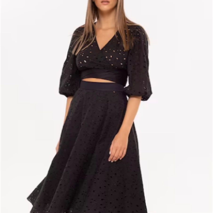 NISSA Fustă midi din dantelă croșetată