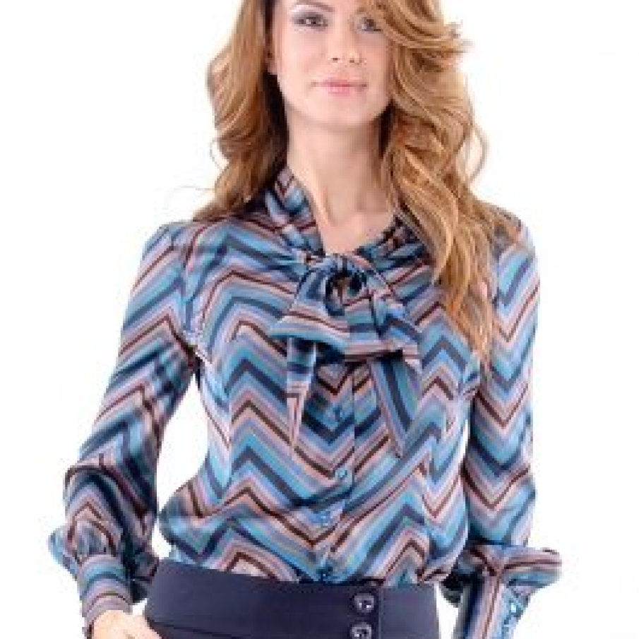 Camasa Madame chic, fluida, cu imprimeu dungi fine