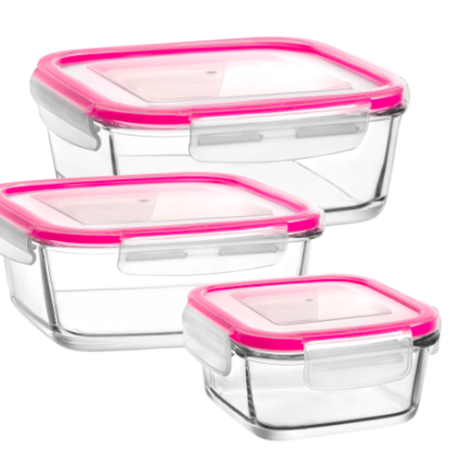 Set 3 caserole din sticlă Lav Fresco, 0.375 / 0.72 / 1.15 L