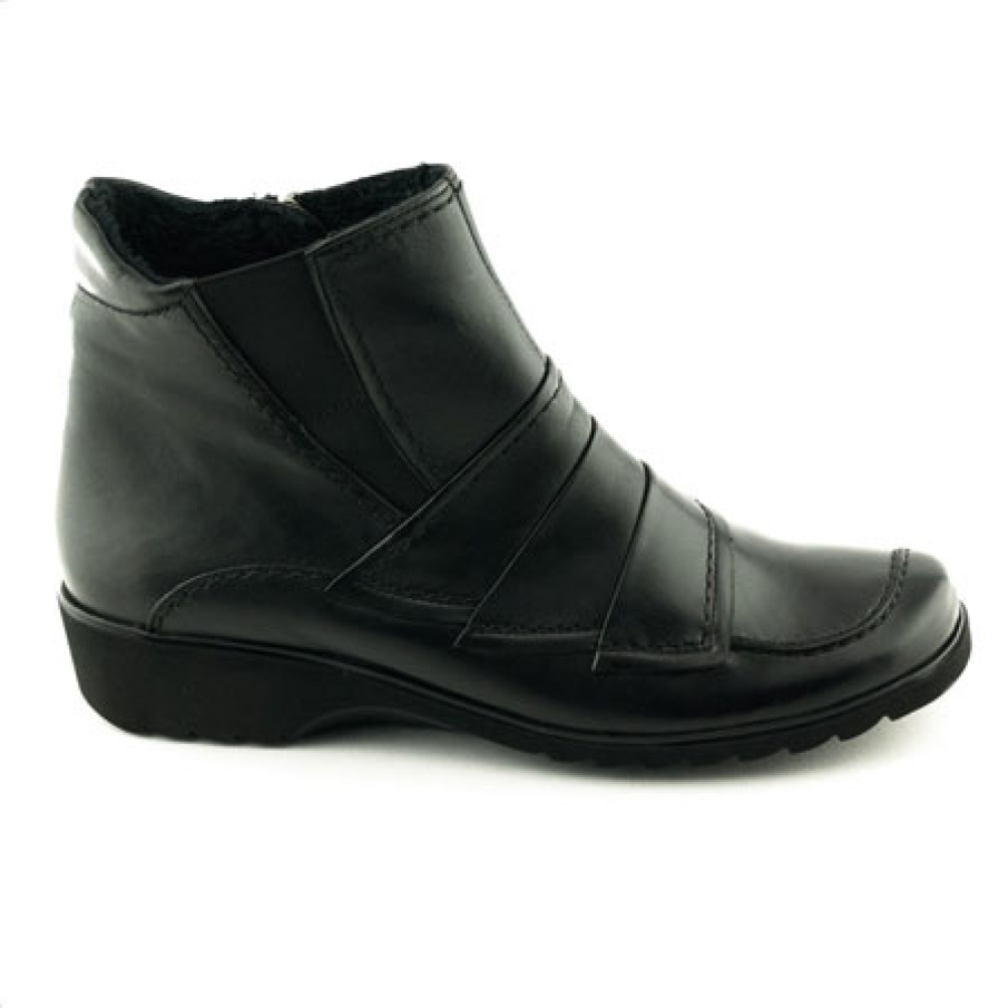 Ghete negre ortopedice pentru doamne mature, din piele naturala