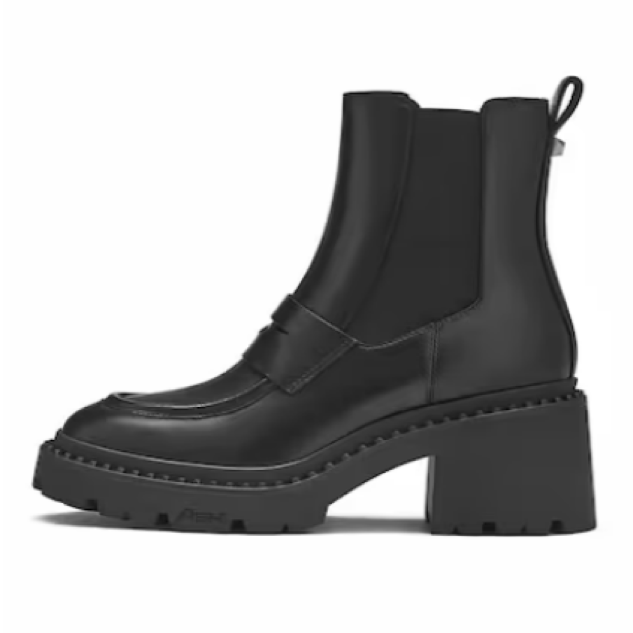 ASH Ghete Chelsea de piele cu toc masiv