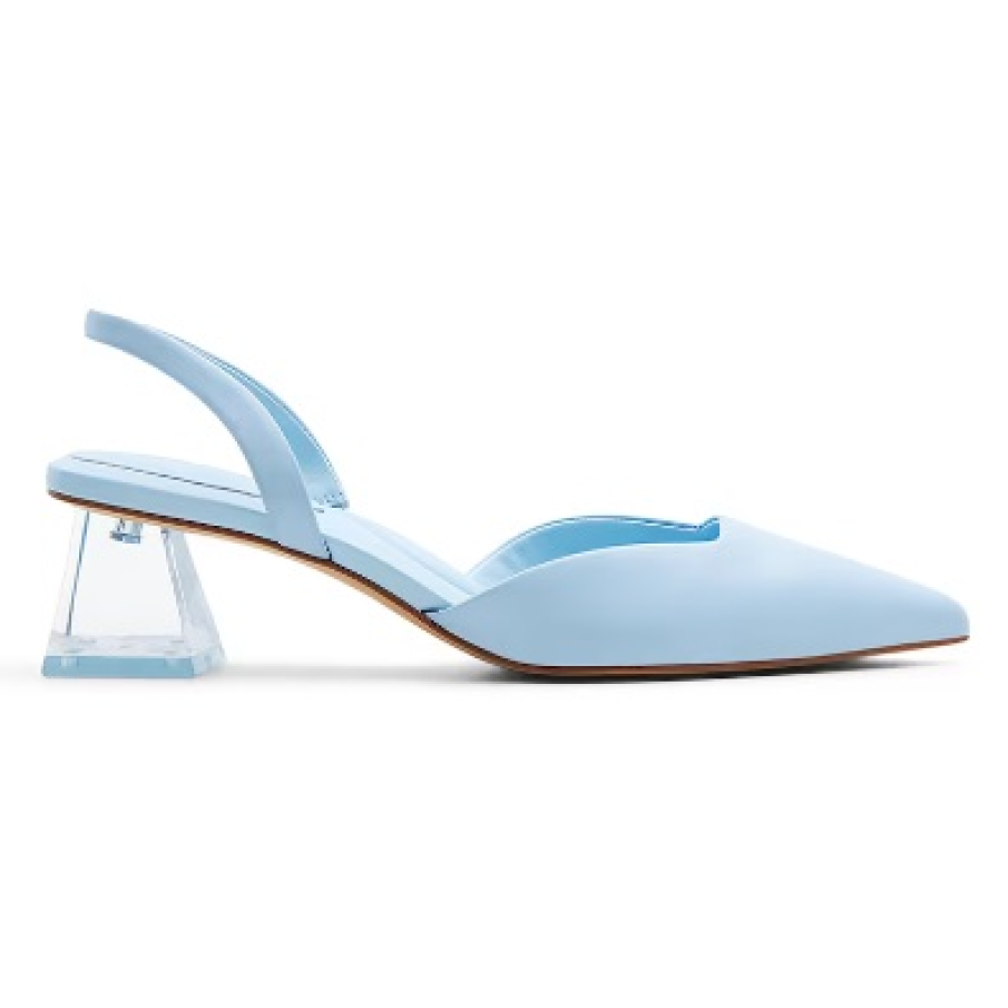 Pantofi slingback Aldo, în nuanță de bleu ciel, cu tocul gros și transparent