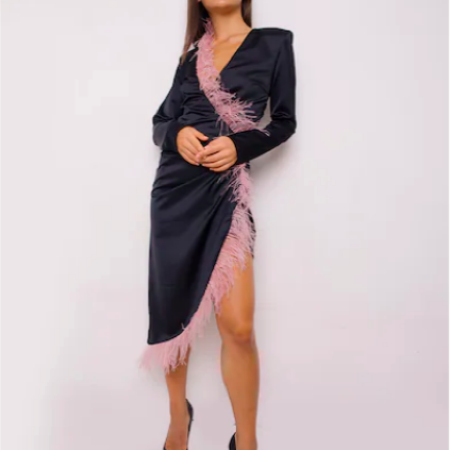 Cactus the Brand Rochie bodycon cu pene