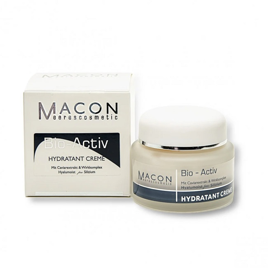 Macon Bio Activ Hydratant Hyalumoist - Cremă hidratantă cu ingrediente maritime și acid hialuronic ce îi redă pielii luminozitatea naturală și îi reglează echilibrul de umiditate.