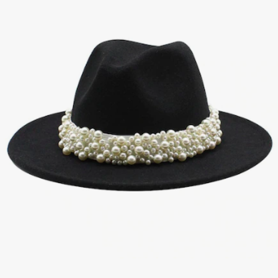 Pălărie damă neagră, cu perle, Jannik, Pursehuit