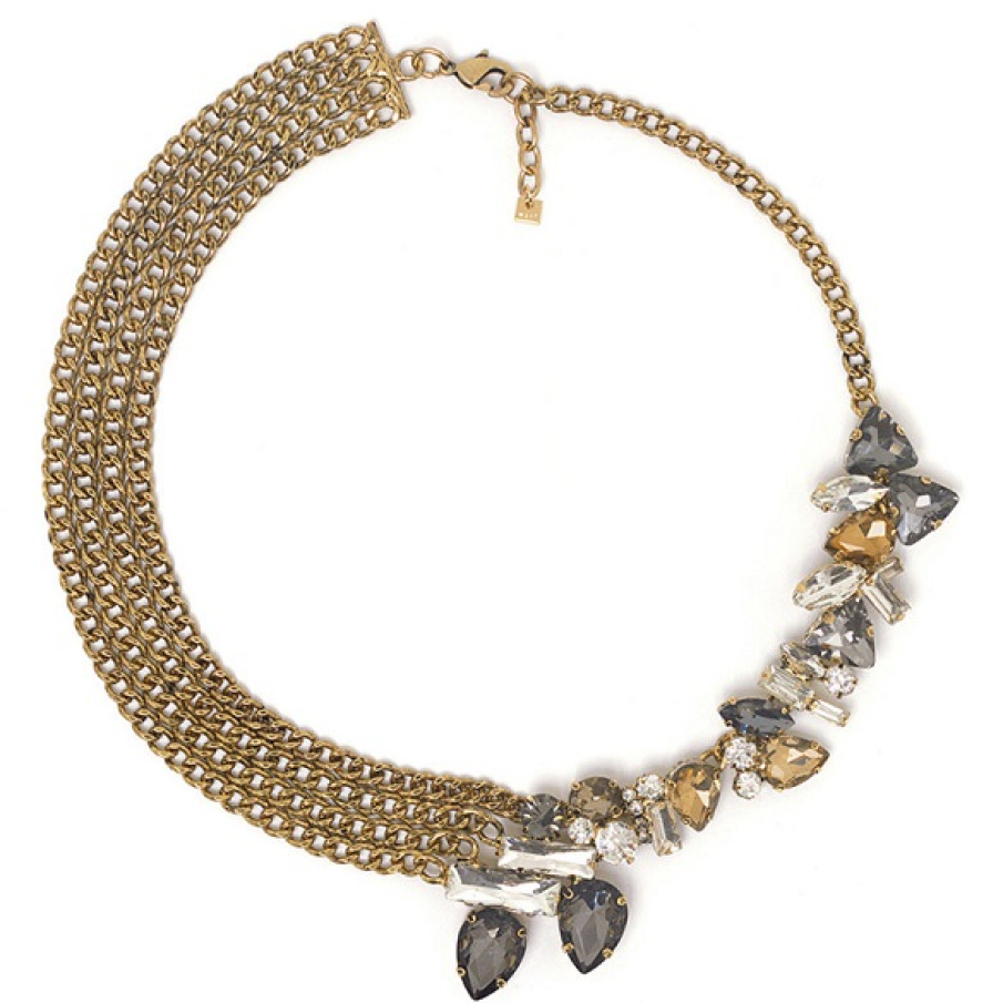 Colier Nali din straturi de zale suprapuse, confecționat din fier, alamă și pietre din sticlă 