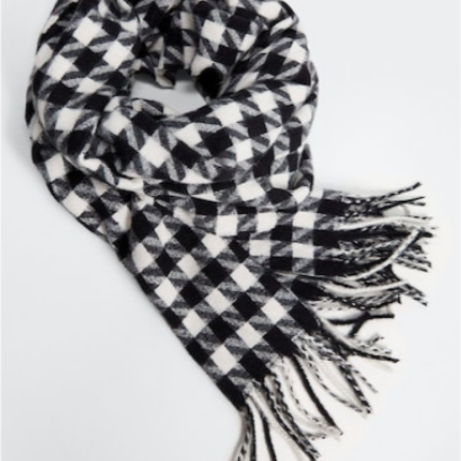 Mango Eșarfă cu model houndstooth și terminații franjurate Galo