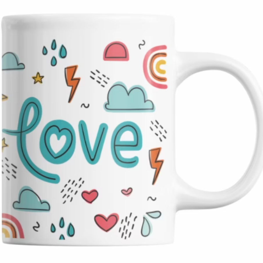 Cană pentru Valentine's Day, cu mesaj de dragoste, LOVE, de Dragobete, Priti Global, 300 ml