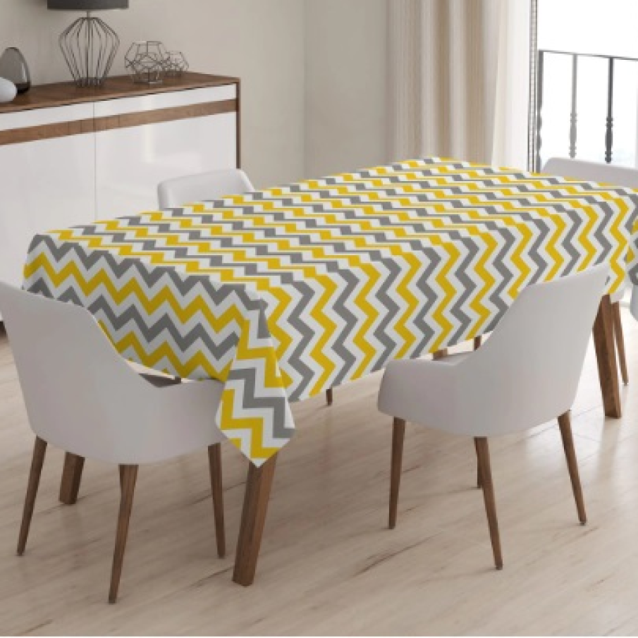 Fața de masă Eljado în zig zag, din țesătură micro poliester, poate crea o atmosferă specială la masa ta prin aspectul său elegant și modern.