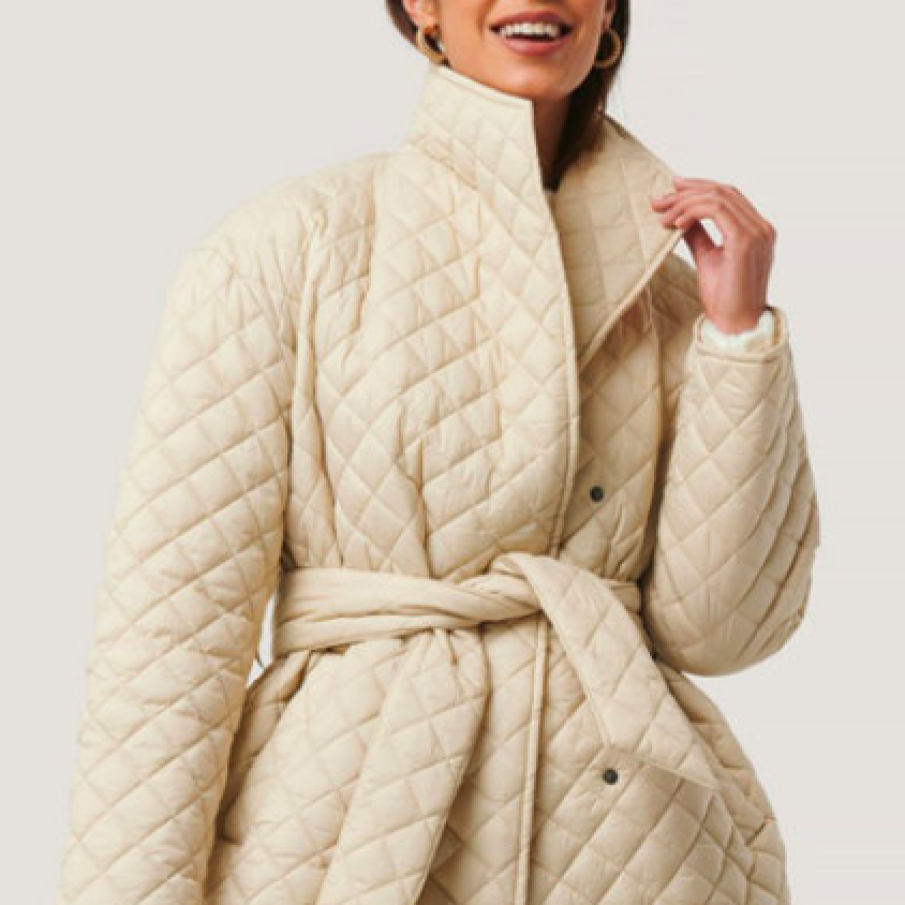 Geacă matlasată cu cordon, cream deschis