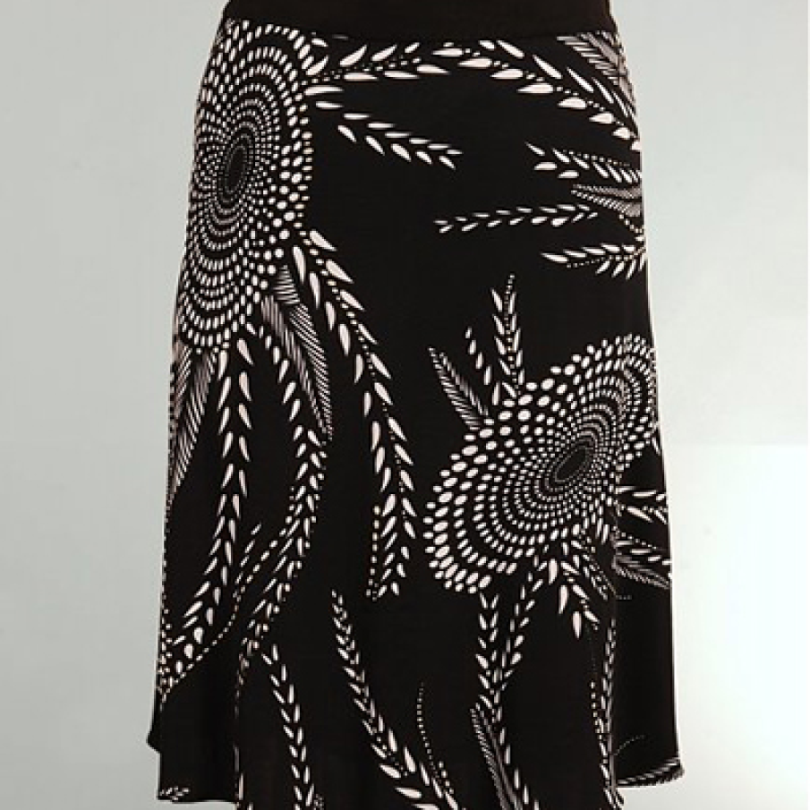 Fusta din jerse negru cu imprimeu spice 