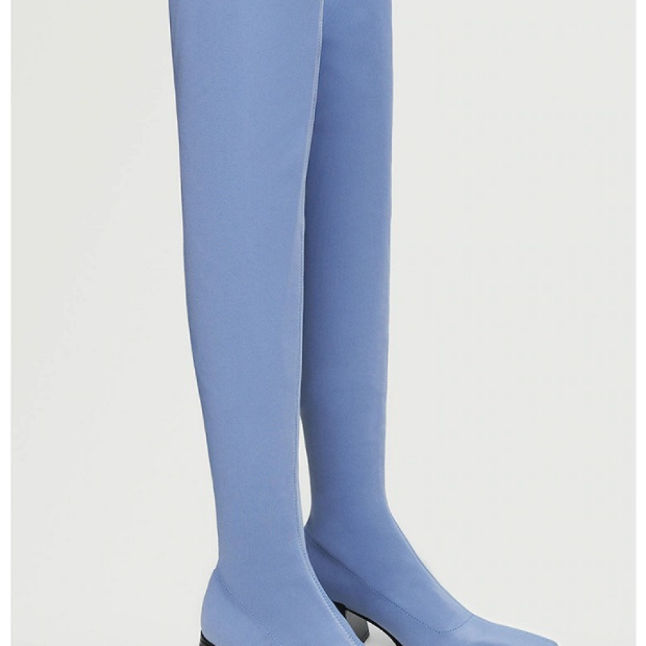 Cizme Mango lungi peste genunchi, tip Slim, fără închidere, pentru a pune în valoare piciorul 