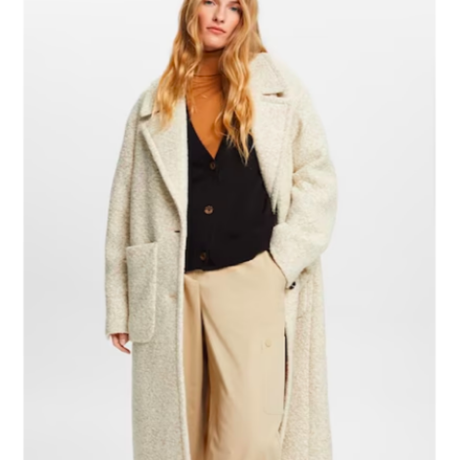 Esprit Palton din amestec de lână cu revere decupate