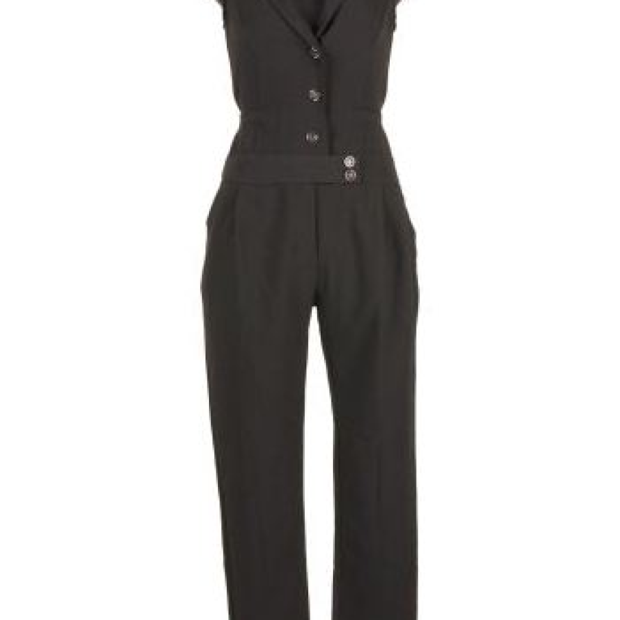 Salopeta eleganta cu nasturi si revere tip costum cu sacou si pantaloni