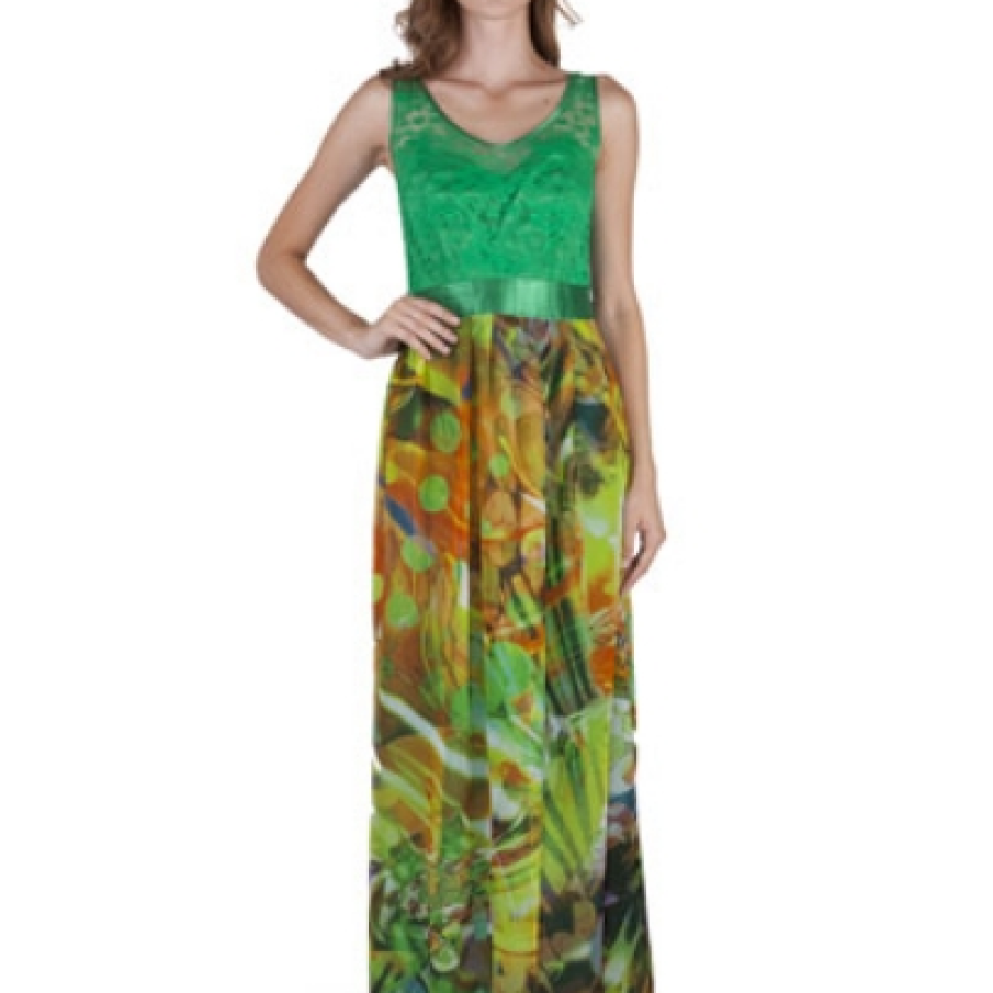 Rochie lunga Bad Axel verde TRINITY