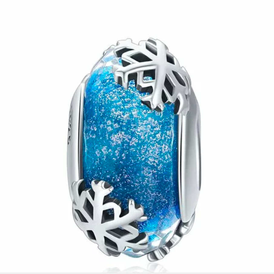 Talisman din argint cu Sticlă și Fulgi de Nea