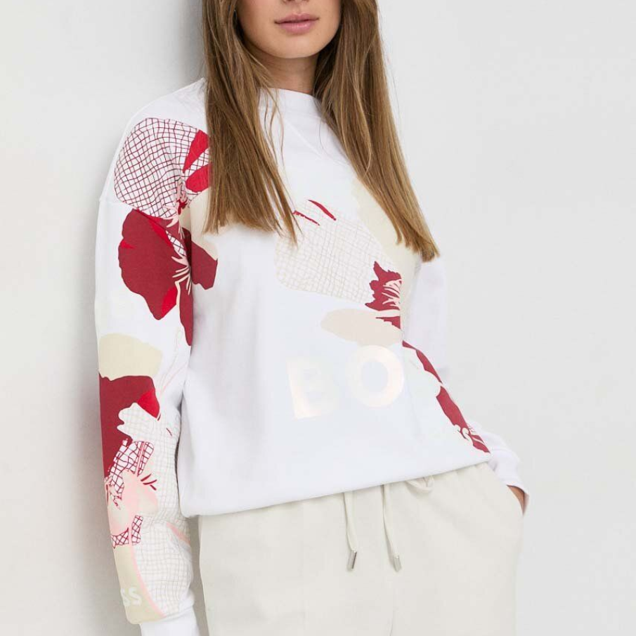 Bluză din colecția BOSS confecționată din material confortabil, subțire, 100% bumbac, cu imprimeu floral 