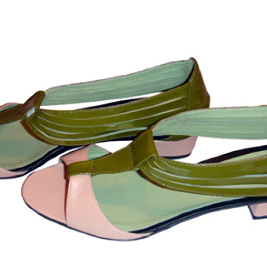 Sandale retro verde-nude