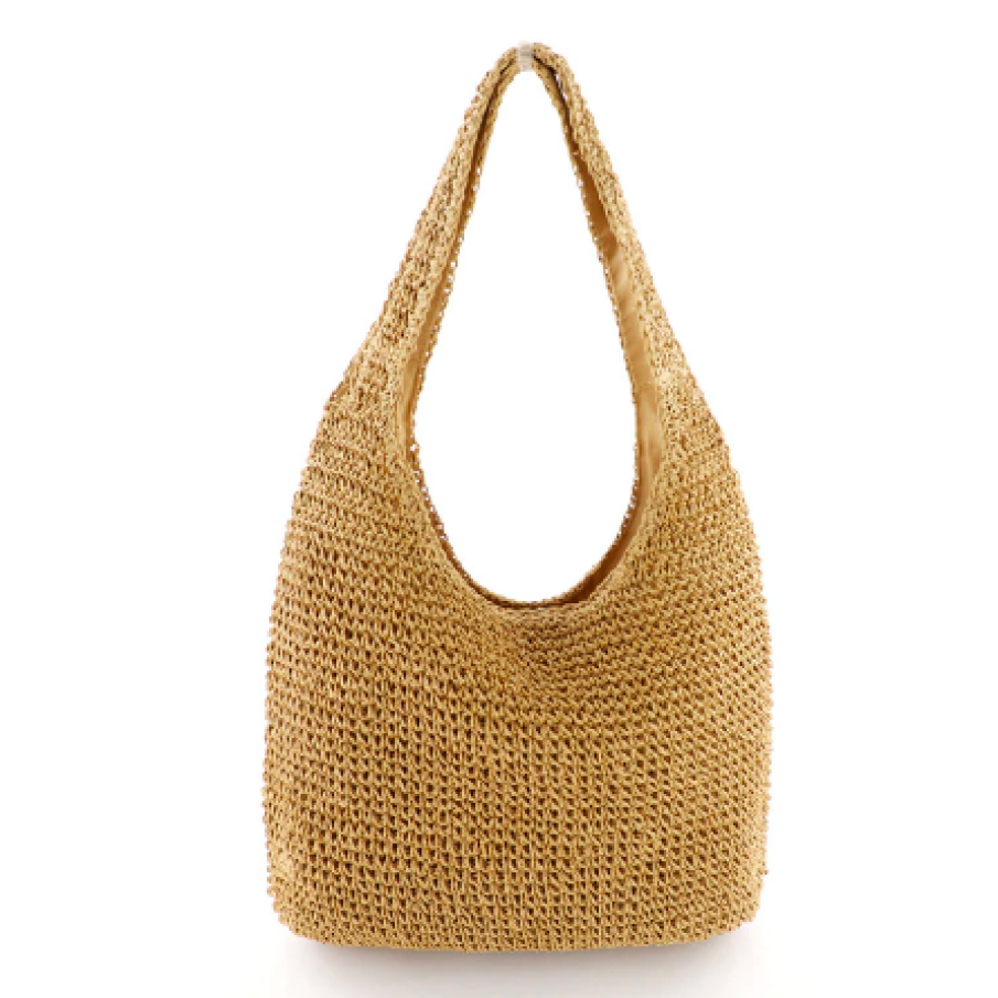 Geantă de plajă împletită cu paie de hârtie ecologică 100% lucrată manual