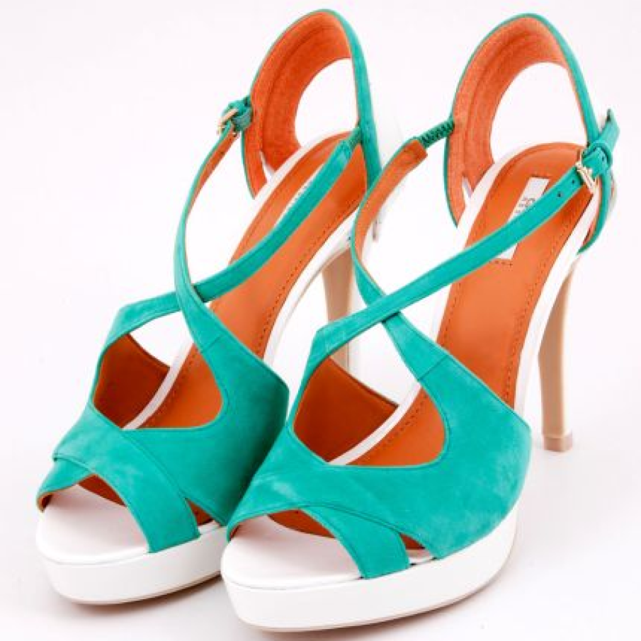 Sandale din piele nabuc turcoaz