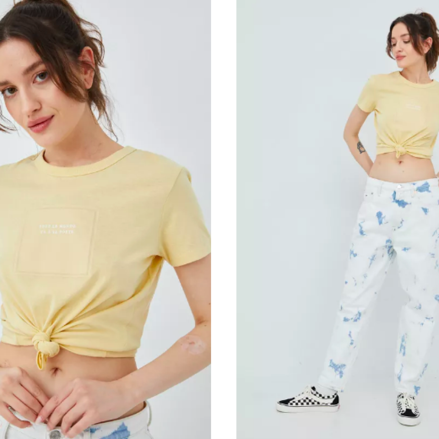 JDY tricou din bumbac culoarea bej