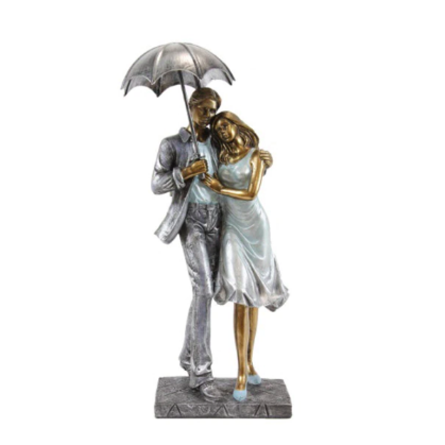 Decorațiune ceramică, cuplu cu umbrelă, dimensine 29x13cm