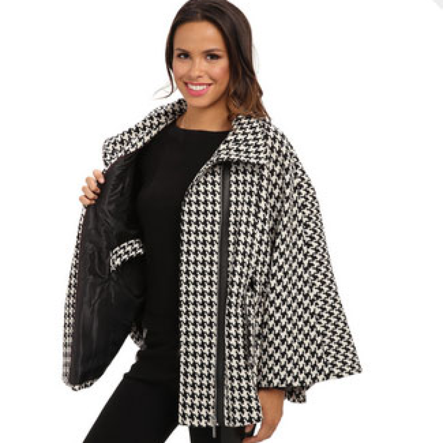 Calvin Klein Asymmetrical Zip Front Belted Cape