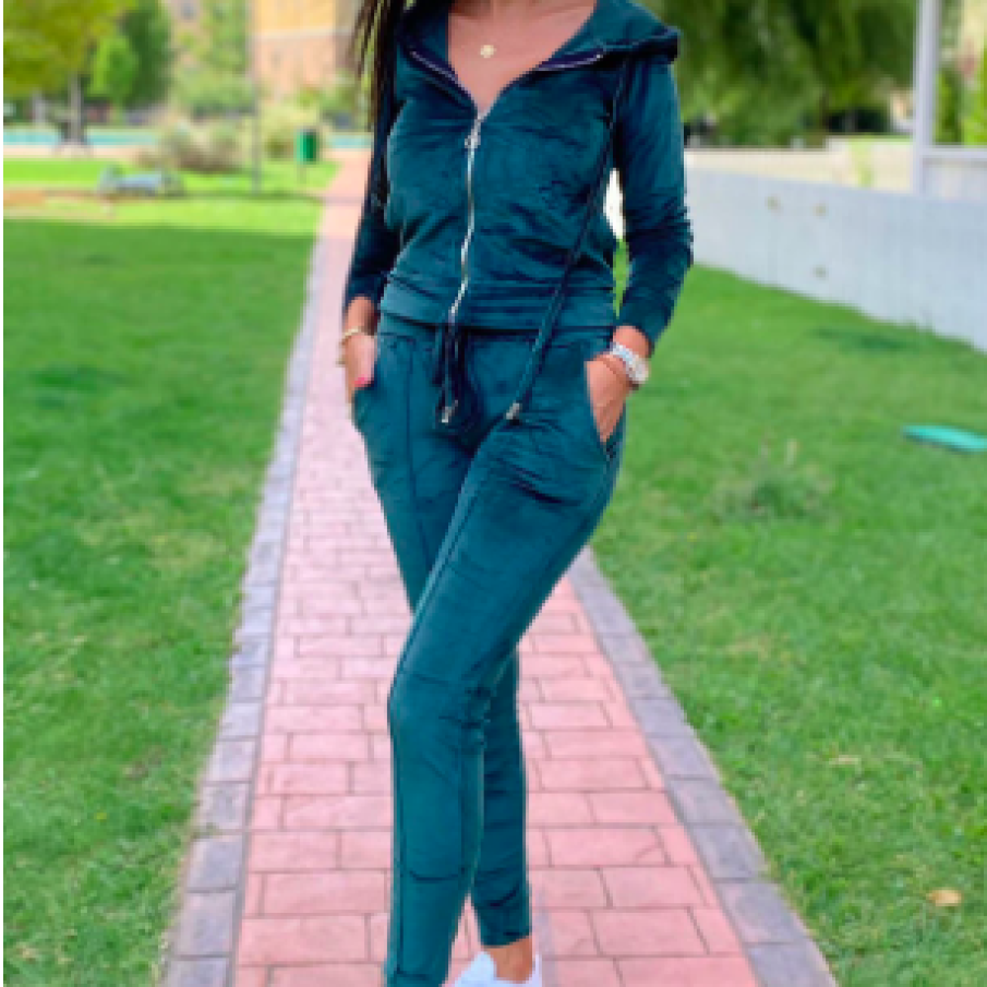 Trening de catifea Rosa ,Verde smarald